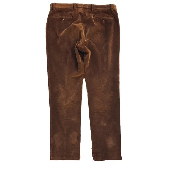 Pescarolo Corduroy Pants Slacks Mens 50 34 US Brown Cotton Straight Flat Front - Picture 8 of 10